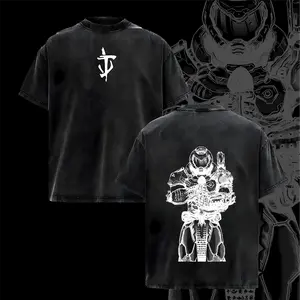 DOOM Slayer Dark Ages Graphic Tees, Doom Eternal Retro FPS Game Shirt, Vintage Washed Oversized Heavy Cotton T-Shirt, Acid Wash Cotton T-Shirt, Streetwear Fit, Unisex Graphic, Doom Slayer Gaming Apparel, Top Men's and Women's Clothing
