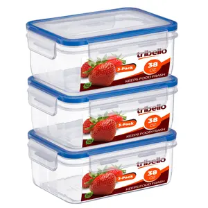Tribello Airtight Food Storage Containers with SnapTight Lids – Clear, Stackable, BPA-Free Meal Prep Containers for Kitchen, Freezer & Pantry Storage
