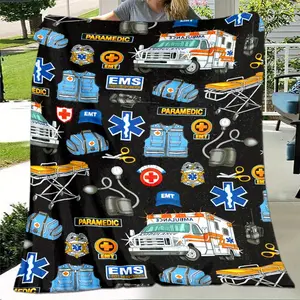 Ultra-Soft Flannel Throw Blanket - Paramedic Print, Versatile & Warm for Couch, Bed, Office, Camping | Perfect Gift for Medical Staff