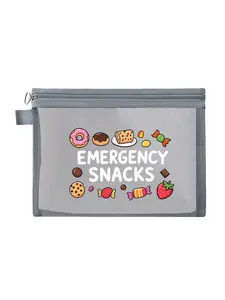 Mesh makeup bag with cartoon snack 'Emergency Snack' pattern, multifunctional zipper storage bag, snack storage bag, portable makeup storage bag, skincare bag, bathroom storage, jewelry storage