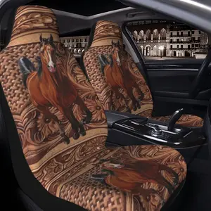 Embossed Horse Car Interior Set, Full Coverage Fabric Seat Covers, Universal Fit for All Seasons, Women's Car Accessories