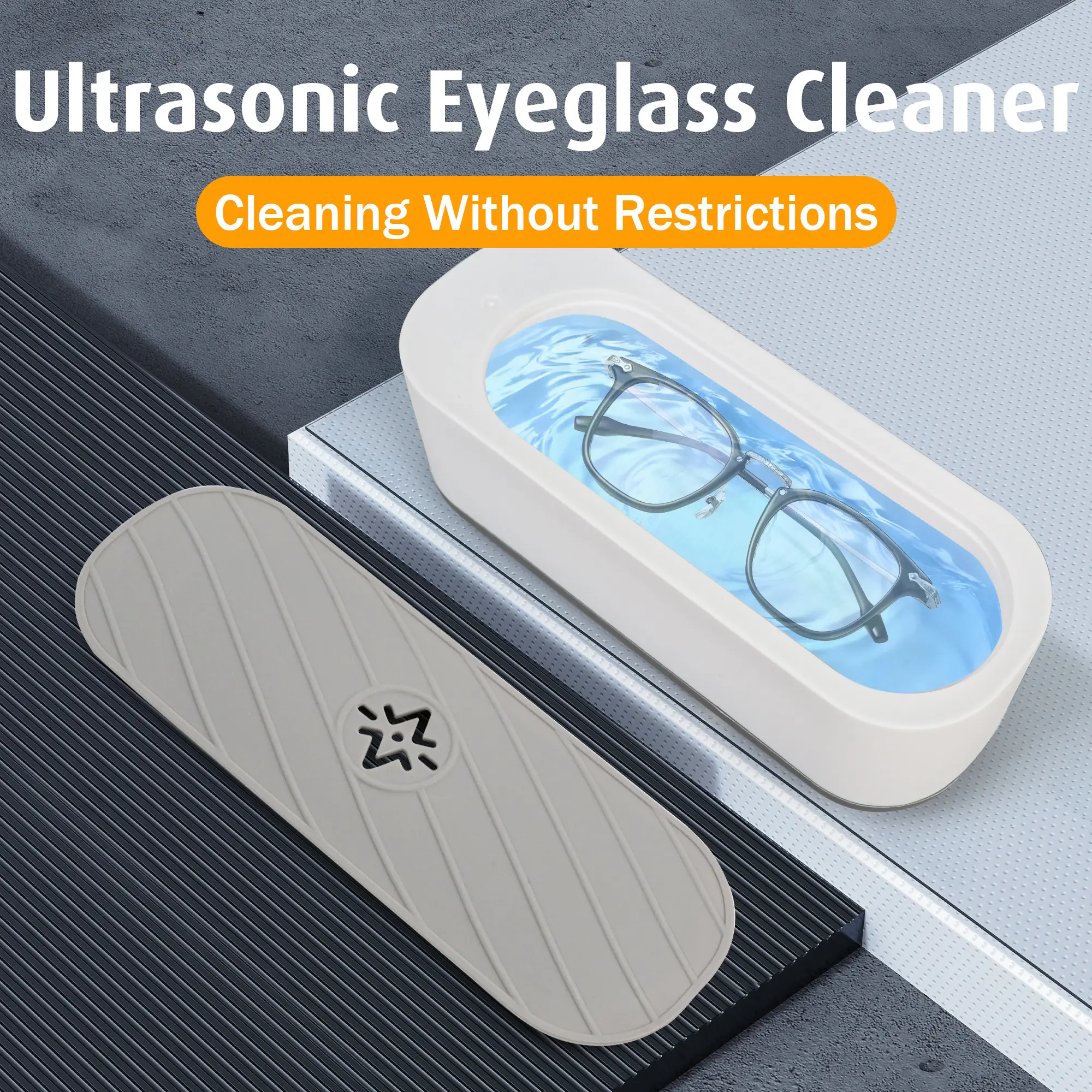Ultrasonic Jewelry Cleaner, suitable for cleaning retainers, rings, eyeglasses, dentures, and watch bands.