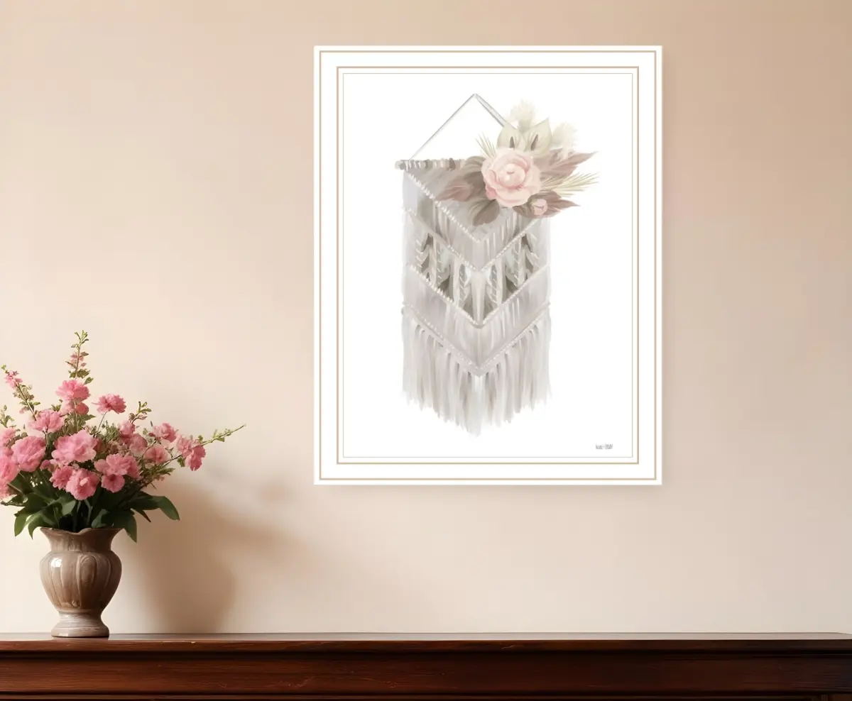 HomeRoots 530129 Bohemian Macrame White Framed Print Wall Art