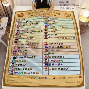 Stardew Valley Loved Gifts Flannel Bed Blanket, Creative Printed Blanket, Cartoon Pattern Blanket, Cozy Warmth Blanket for Game Fans, Perfect Gift Idea