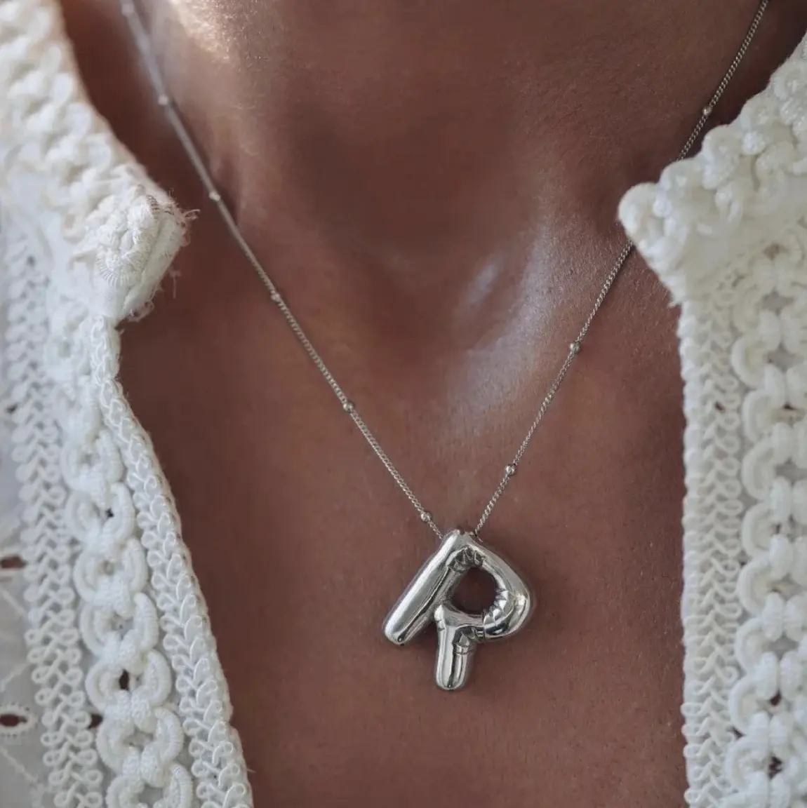 Bubble Initial Necklace - Waterproof, Adjustable Personalized Jewelry with Initial Letter, Ideal Gift for Girlfriends (Fashion Costume Accessories), Personalized Initial Necklace