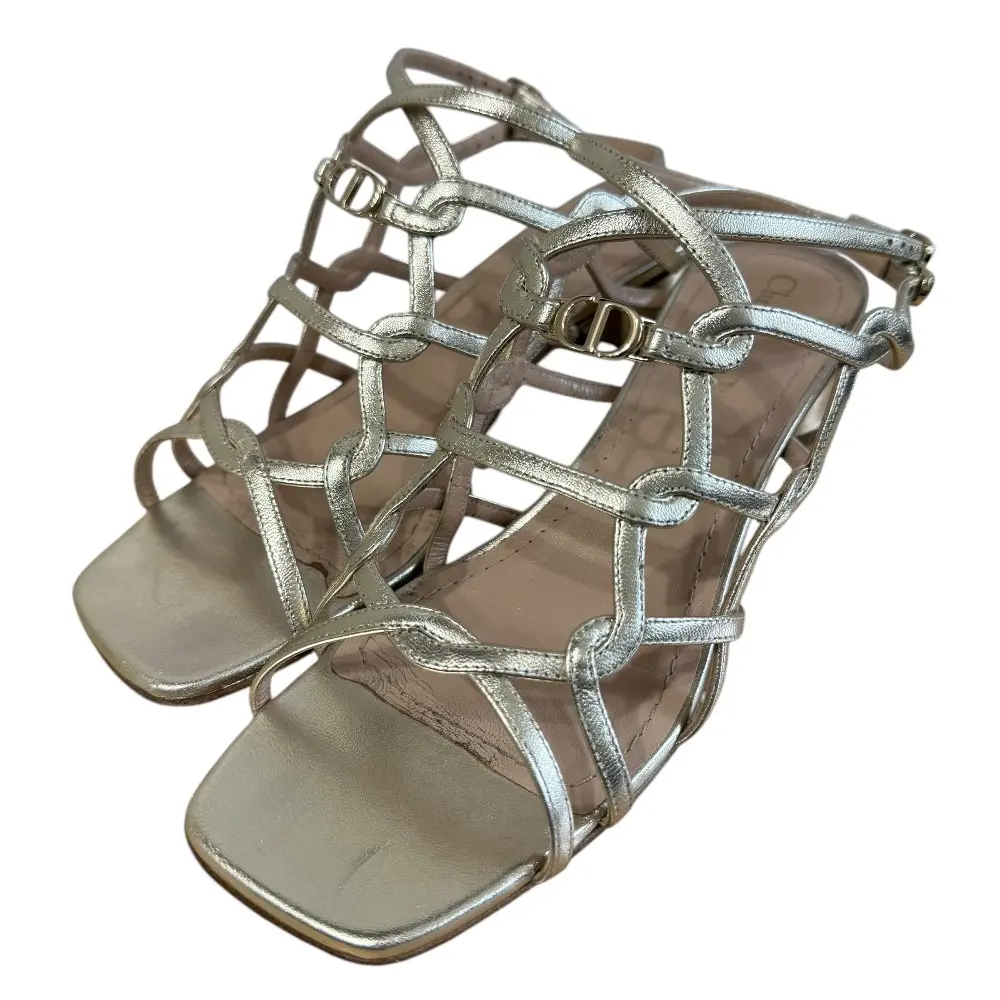 Pre-owned Dior Calfskin Small Leather Goods Christian Low Heel Sandals