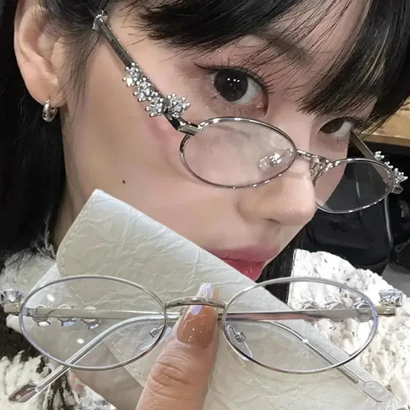 Fashion Small Square Glasses Frame for Women Metal Blue Light Blocking Glasses Japanese Men Retro Trendy Reading Y2K Eyeglasses