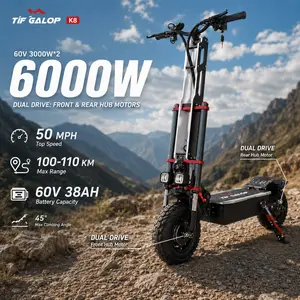 TIFGALOP K8 6000W Dual Motor Electric Scooter for Adults 50 MPH High-Speed Commuter E-Scooter 70 Miles Range 60V 38Ah Battery 12" Tires 550 lbs Load 45° Hill Climbing