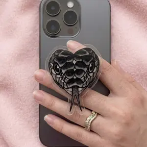 Black Snake with MagSafe Phone Grip, Horror Aesthetic Magnetic Phone Holder, Kawaii Scary Fan Gift , Kindle Accessories sticky Baby mount Library Card Flower-Shaped Multi-Functional Stand Universal Car Double-Sided Octo Adjustable Portable