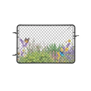 VEVOR Chain Link Fence Gate, 72 x 46 in, Adjustable Chain Link Fence Panel, Fit 2.2-6 ft (W) x 6 ft (H) Garden Fence Gate Opening, Fencing Gate with Plastic Coating, for Farm Black, Posts Not Include