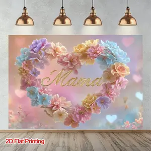 Tapestry 1Pc 2D Flat-Printed Floral Heart-Shaped Artwork Backdrop Made Of Polyester Fabric, Perfect For Home, Garden, Studio Use, And Ideal For Creating Bohemian Chic Landscapes, Photo Props, Garden Corner Setups, And Patio Decoration