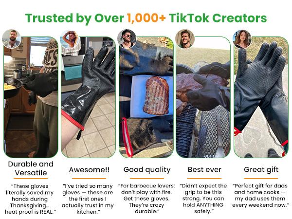 GEEKHOM 932°F Heat Resistant BBQ Grill Gloves: Oil Resistant Waterproof for Smoking Grilling Cooking Barbecue Deep Frying Turkey Rotisserie Handling Hot Greasy Meat Grilling Stocking Stuffers for Men GEEKHOM 932°F Heat Resistant BBQ Grill Gloves: Oil Resistant Waterproof for Smoking Grilling Cooking Barbecue Deep Frying Turkey Rotisserie Handling Hot Greasy Meat Grilling Stocking Stuffers for Men