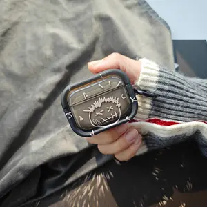 Trendy Minimalist Sticker Design - Quirky Humorous Doodle, Semi-Transparent Full-Frame Protective Case Cover for Airpods 1/2/3/4/Pro/Pro2