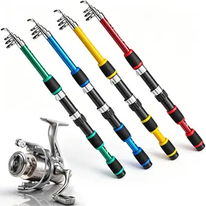 Portable 1.8M Telescopic Fishing Rod Set, Lightweight Spinning Fishing Pole with Reel, Baits & Hooks, Complete Travel Fishing Kit for Freshwater & Sea Fishing