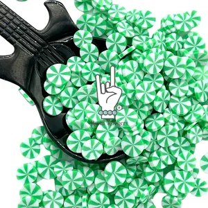 Green Peppermint Candy Polymer Clay Pieces