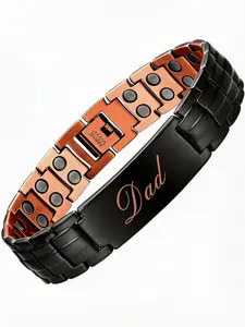 Men's Pure Copper Magnetic Bracelet, 99.99% Pure Copper Cross Design Bangle, Strong Magnetism, Adjustable, Father's Day Health Gift, Dad Bracelet, Copper Bangles