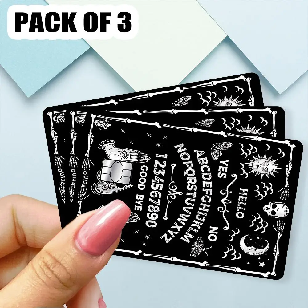 Card Accessories - Funny Credit Card Skin Wrap Sticker, 3 Counts/set Black Fashion Skull Money Credit Card Skin Cover, Debit Card Skin, Gift for Men W