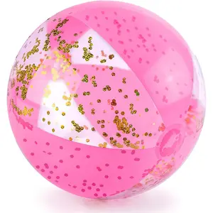 Amor Present Beach Ball, 16" Glitter Beach Ball Inflatable Beach Balls for Kids & Toddlers Pool Balls Summer Party Favors