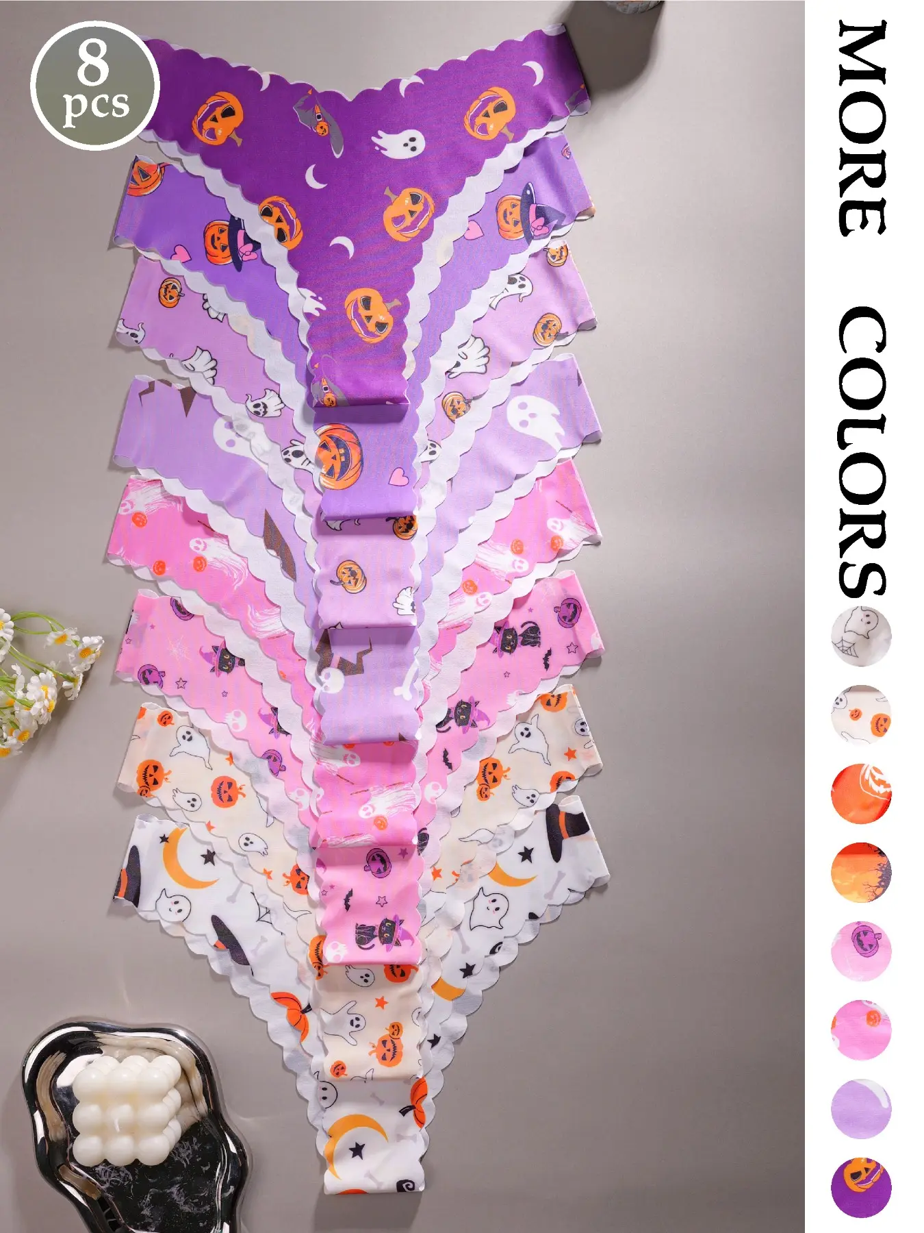 Women's Halloween Series Panties Underwear Set, Comfortable Seamless Design, V-Shape Waistband, Wave Trim Cutout, All Season Fitted Style