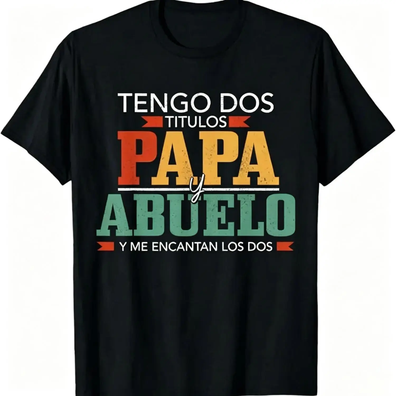 Casual Short Sleeve Crewneck Cotton T Shirt for Men with Humorous Papa Abuelo Spanish Quote for Father's Day
