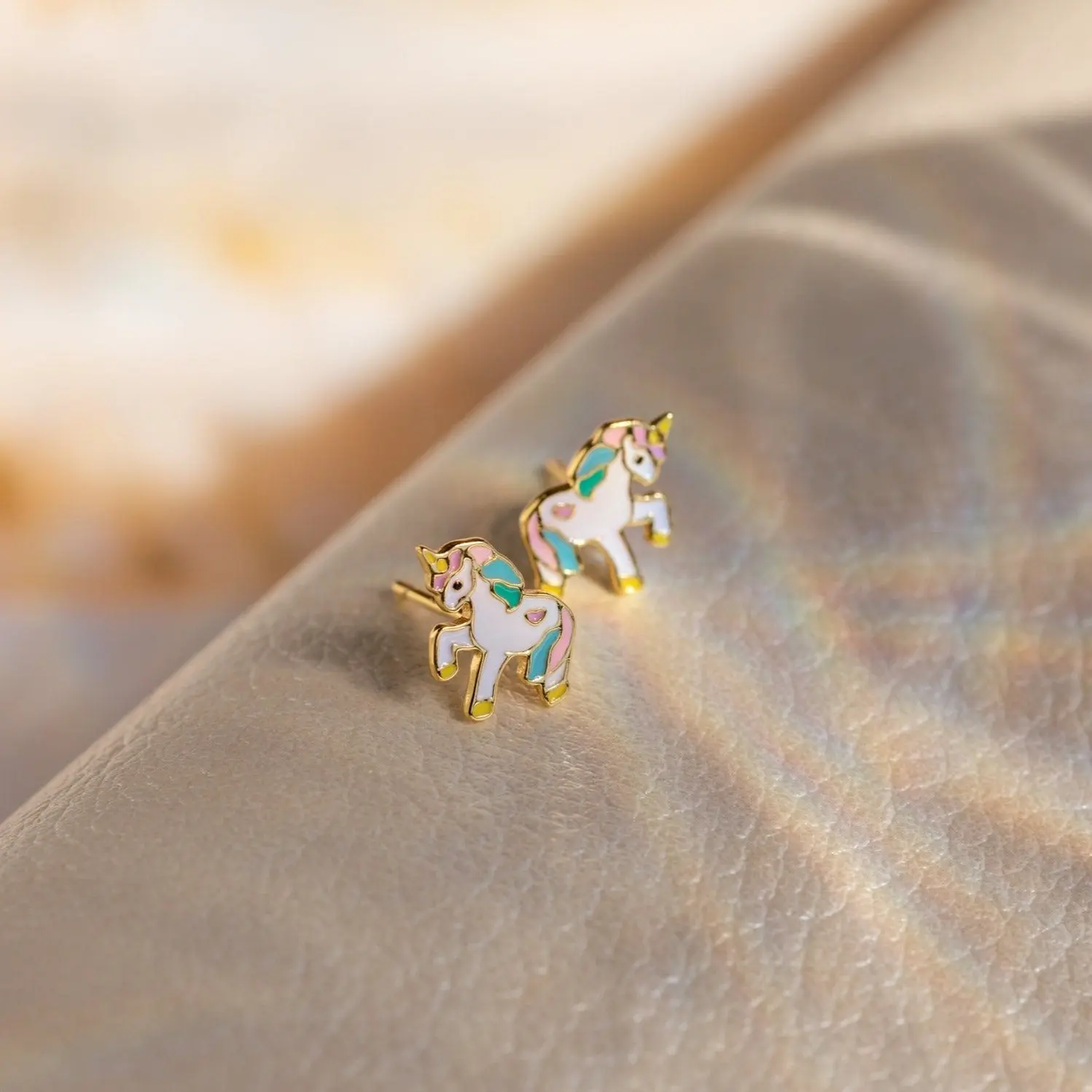 Unicorn Studs by Caitlyn Minimalist - Dainty Colorful Pastel Enamel Earrings - Cute Everyday Jewelry - Daughter Gift