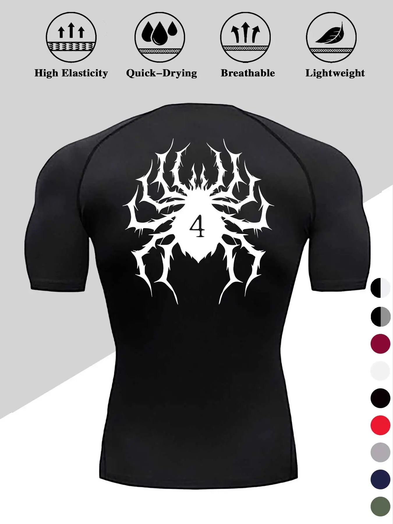 Men's Dragon Print Compression T-Shirt, Quick-Dry Breathable Stretch Fabric, Tight-Fitting Short Sleeve Top for Fitness and Outdoor Activities, Athletic Compression Shirts, Compression Sports Tee