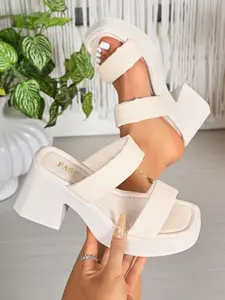 Women's Thick Sole Platform Chunky Heel Elegant Fashionable High Heel Sandals, Summer Footwear New Toe-Exposed Outdoor Versatile Fashion Height-Increasing Casual Slippers