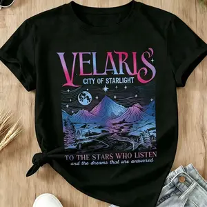 Women's ACOTAR Velaris Graphic T-Shirt, Soft Cotton Oversized Short Sleeve Top for Everyday Casual and Gym Wear