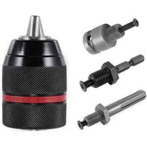 1-13mm Keyless Drill Chuck Metal Heavy Duty 1/2''-20UNF with SDS-Plus Shank 1/4" Hex Shank 1/2'' Socket Square Wrench Adapter for Impact Driver, Electric Drill, Hammer Drill - Home Improvement.