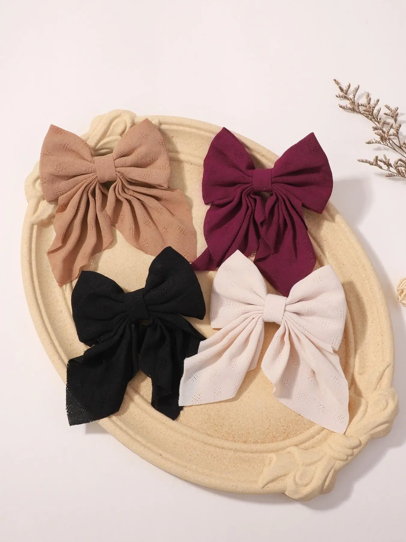4pcs/set Women's Elegant Bow Decor Hair Clip, Casual Versatile Hair Accessories for Daily Wear, Simple All-match Basic Hairwear for Daily Wear