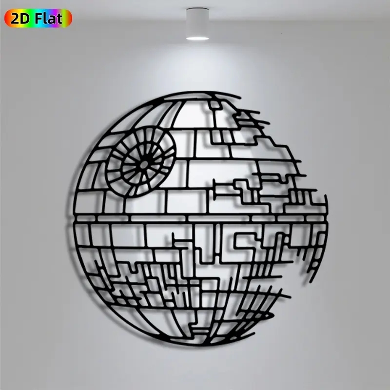 1pc Death Star Metal Wall Art, Statue Mural, Iron Craft, Decoration Items, Perfect for Living Room, Lounge, Outdoor Decor, Intricate Craftsmanship, Artistic Metalwork, Halloween Decor, Ideal Gift for Trend Seekers, Modern Art Design
