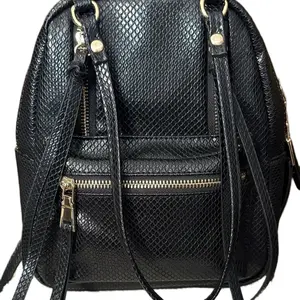 Urban Expressions Black Leather Backpack with Gold Zipper Accents and Adjustable Straps