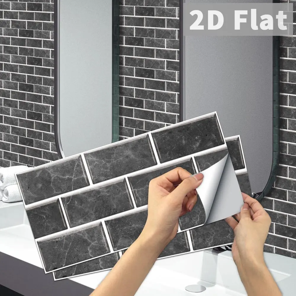 24pcs 5 Styles 15x30cm Classic Retro Patchwork Tiles, Self Adhesive Removable Decorative Wall Art, Ideal for Home & Office Spaces