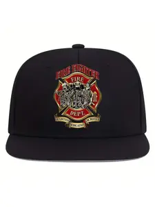 Firefighter Style Graphic Baseball Hat, Street Fashion Adjustable Cap, Loose-Fit Outdoor Sports Hat, Perfect Gift for Friends and Yourself
