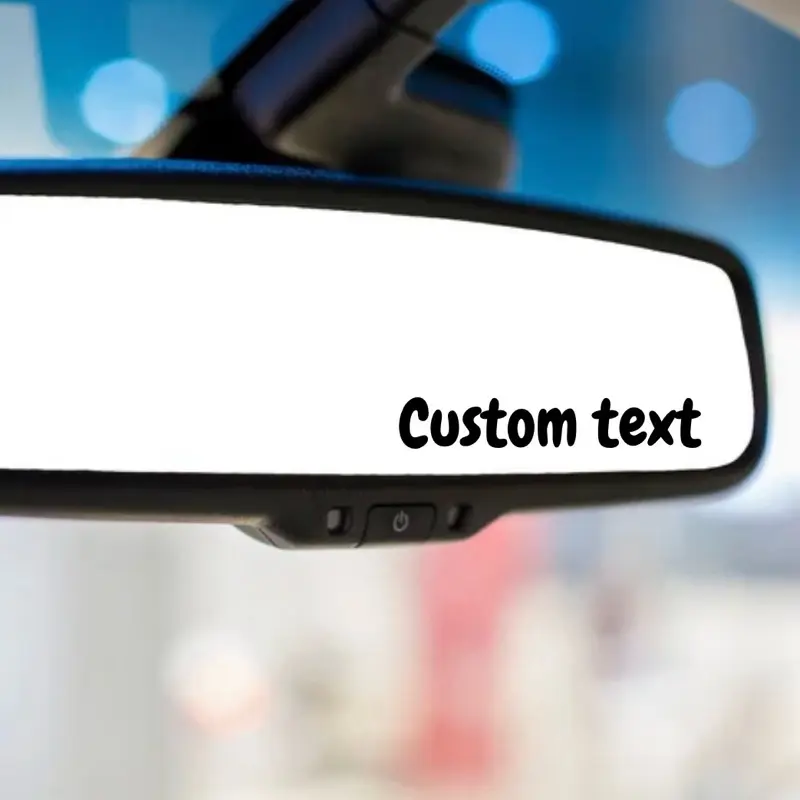 Custom Rearview Mirror Adhesive Decals - Personalized Cute Vinyl Text Stickers, Vehicle Accessories, Mirror Decor, Sticker Deco, Clean Look Car Interior Accessory, Gift for Couples
