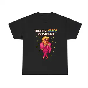 The First Gay President Funny Tee – Pride Rainbow Parody Design, Trending Meme Shirt 2025