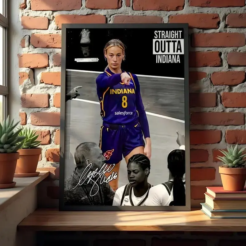 [NO FRAME] Sophie Cunningham Indiana Fever Signed WNBA Basketball Poster, Straight Outta Indiana Game Highlights, Aesthetic Home Decor Sports Wall Art Print