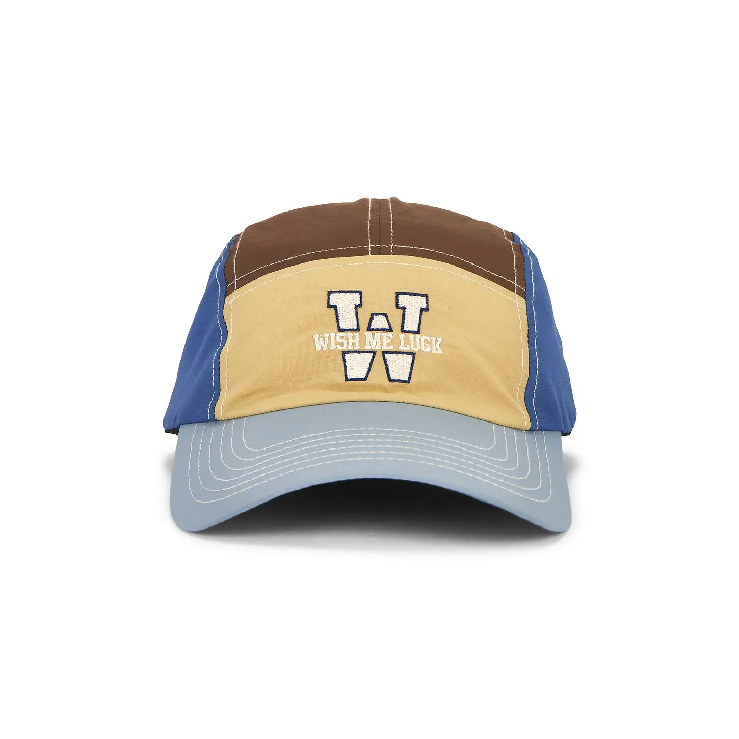 Wish Me Luck The W Camper Hat in Orange, Blue, & Brown