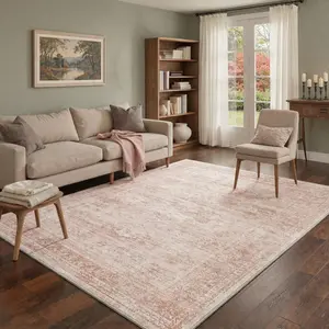 【Deals For You Days】GENIMO Rug – Machine Washable, Soft, Pet Friendly, Non-Slip Area Carpet, Floor Rug Perfect for Living Room, Bedroom, Kitchen, Hallway, Elegant Home Decor ,ARP1546-PINK
