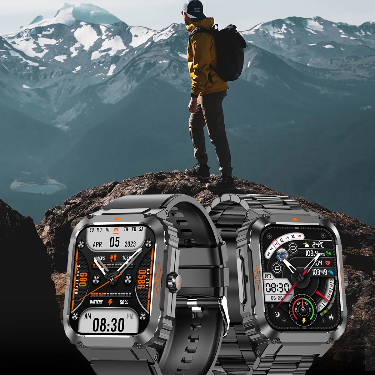 Smartwatch for Android & iPhone with Alexa, IP68 Waterproof, Bluetooth Call. Monitors health, fitness, and offers voice assistant. Customizable, feature-rich companion.