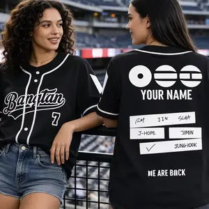 Custom Bangtan Members Baseball Jersey, Arirang World Tour 2026 Merch Shirt, Kpop Gift for Army, Football Jersey Gift Fans, Custom Kpop Jersey