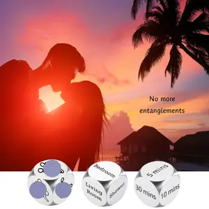 Stainless Steel Dating Polyhedral Dice Set of 3 - Pose, Place, Time Random Selection Increase Spice Classic Adventure Dice Ignite Passion Games Creative Toys No more entanglements in choice