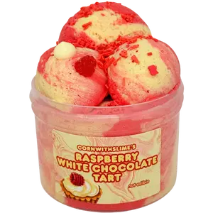 Raspberry White Chocolate Tart 8oz Slime Cloud Dough Non-sticky Texture Scented Raspberry White Chocolate