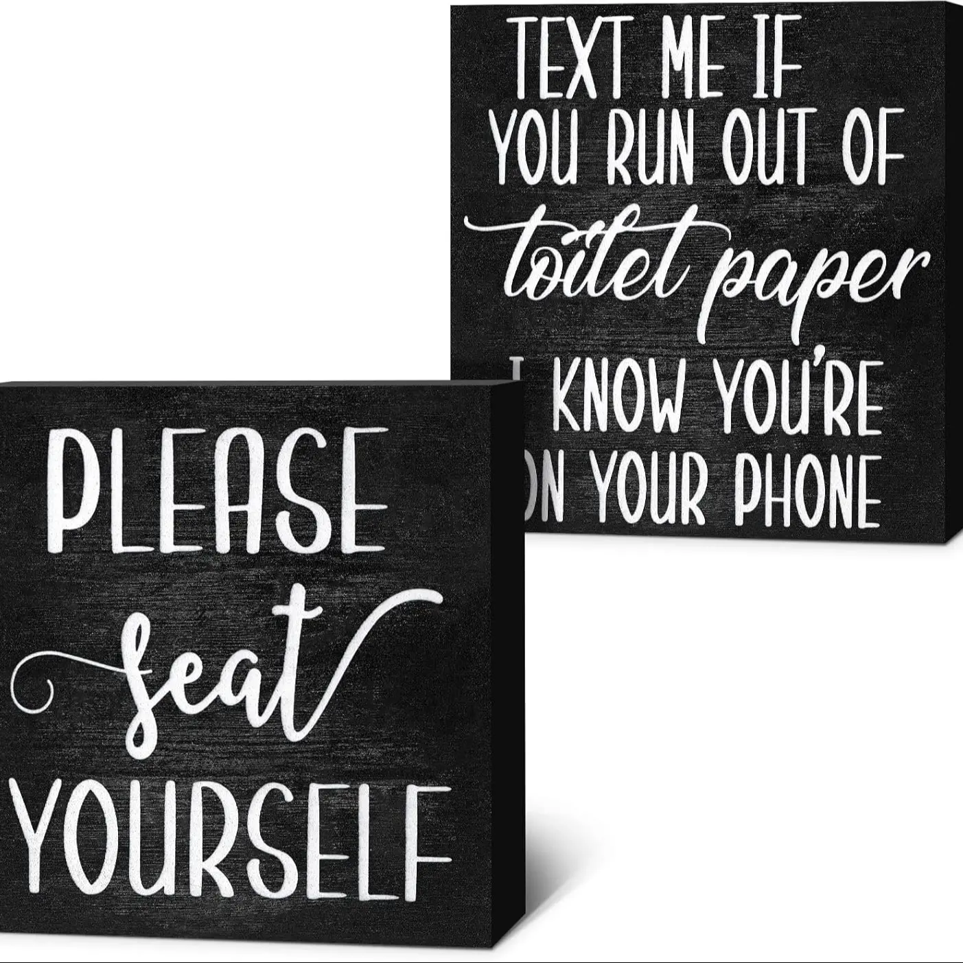 Farmhouse Bathroom Signs Set, Wooden Box Sign & Humorous Wall Art, Bathroom Decorations, Perfect for Home Restrooms, Unique Gift Idea, Home Decor Products