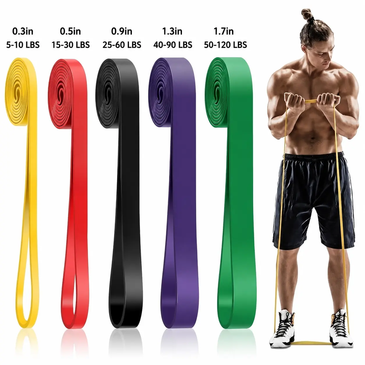 5pcs-Pull Up Bands, Resistance Bands, Pull Up Assistance Bands Set for Men & Women, Exercise Workout Bands for Working Out, Body Stretching, Physical Relax, Muscle Training