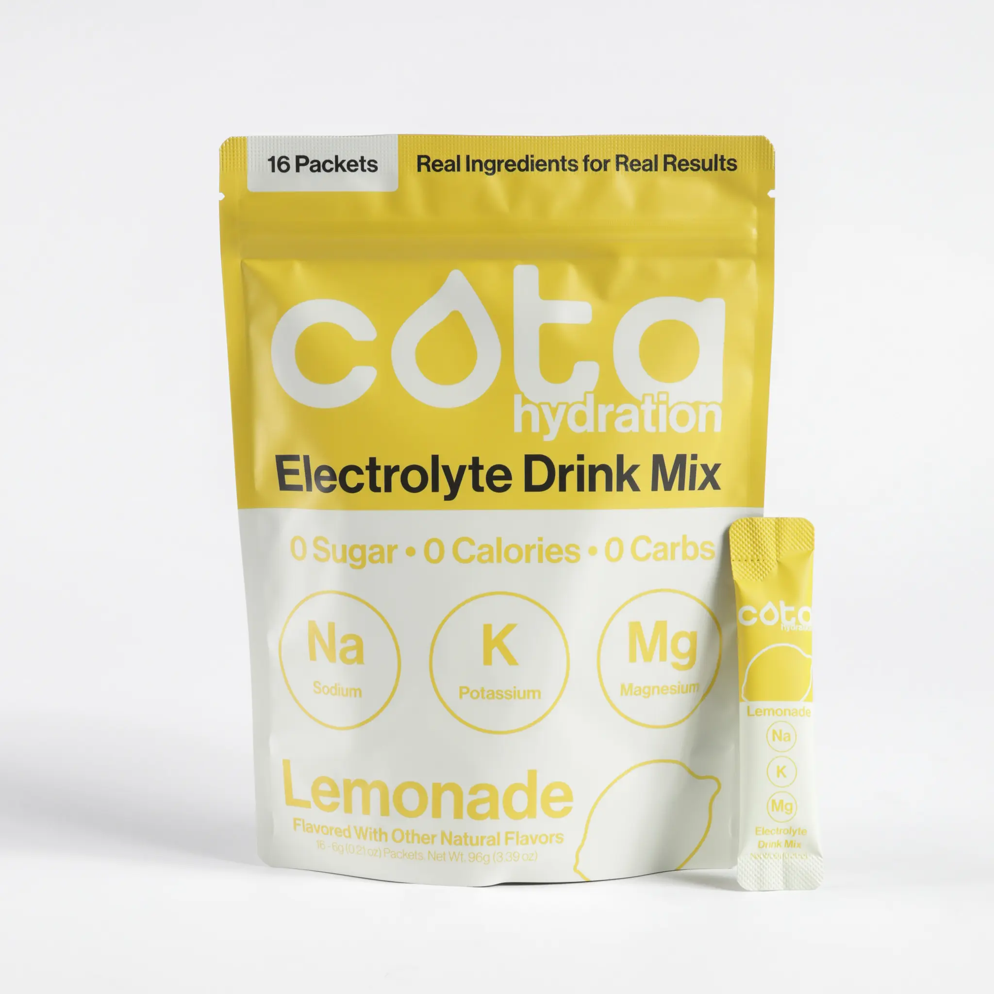 Cota Hydration Electrolyte Drink Mix | Lemonade Flavor | Refreshing Taste | Sugar-Free | All-Natural