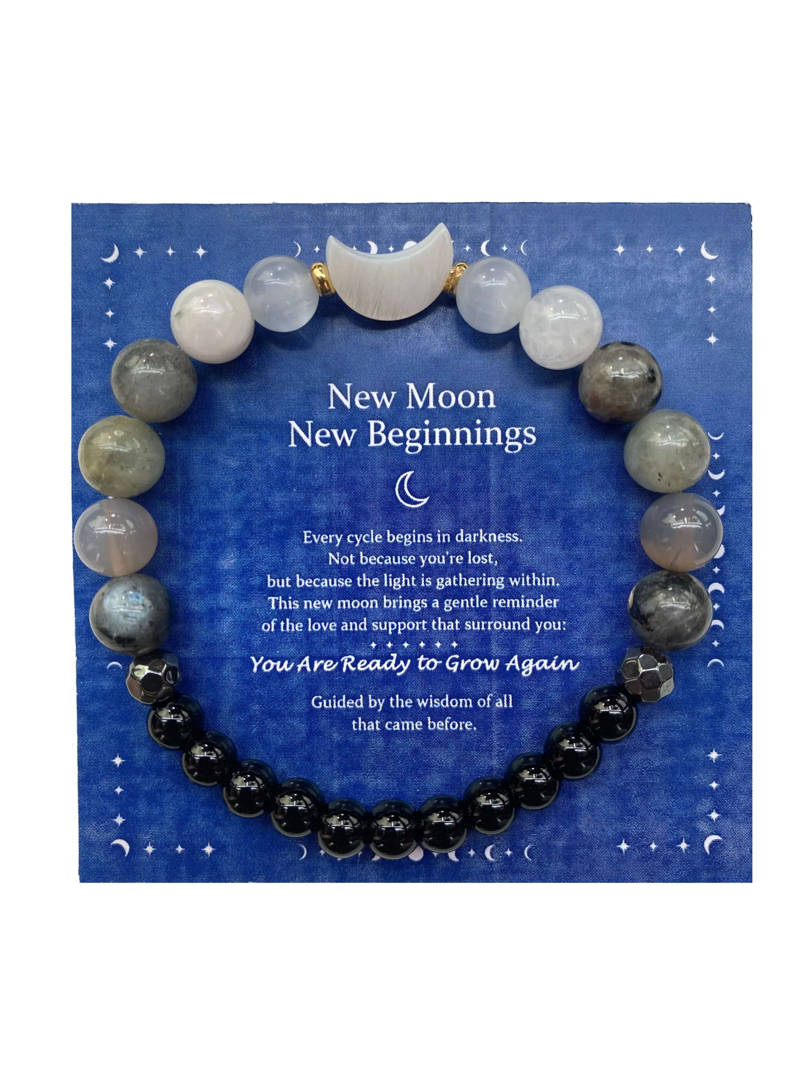 Moon Phase Crystal Bracelet, Lunar Energy Healing Jewelry, Cleanse & Inner Peace Bangle, Casual Daily Wear Gift for Her, Bangles Bracelets