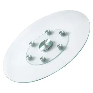 【Summervibes】VEVOR 30 in Glass Lazy Susan Turntable,  , Tempered Glass Dining Table Centerpiece with 6 Rotating Wheels, 360° Smooth and Silent Spin Tabletop Rotating Tray, for Family Gatherings, Banquets & Weddings