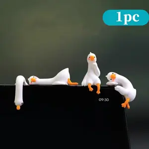 1 piece of Big White Goose car ornament, car interior decoration, computer desktop, cute healing pendant, Easter holiday gift displayed on the car center console