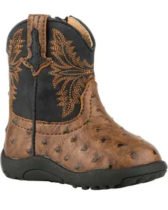 Infant-Boys' ' Jed Ostrich Print Cowbabies Pre-Walker Boot Round Toe - 09-016-1224-2003 Br